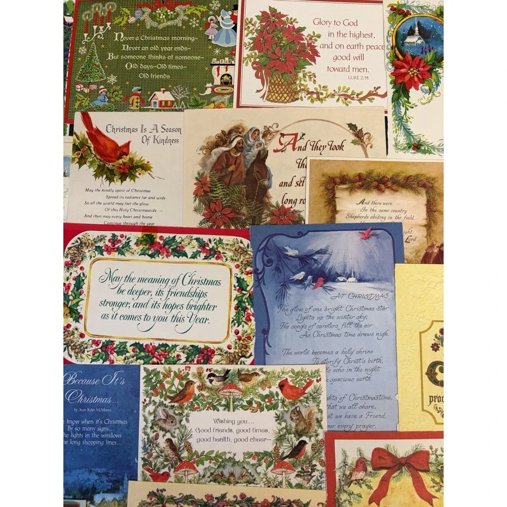Vintage Christmas Cards Fronts ONLY Bible  Verses More Scrapbooking Crafts 50+